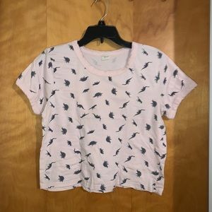 Pink-Green Dinosaur Crop Top